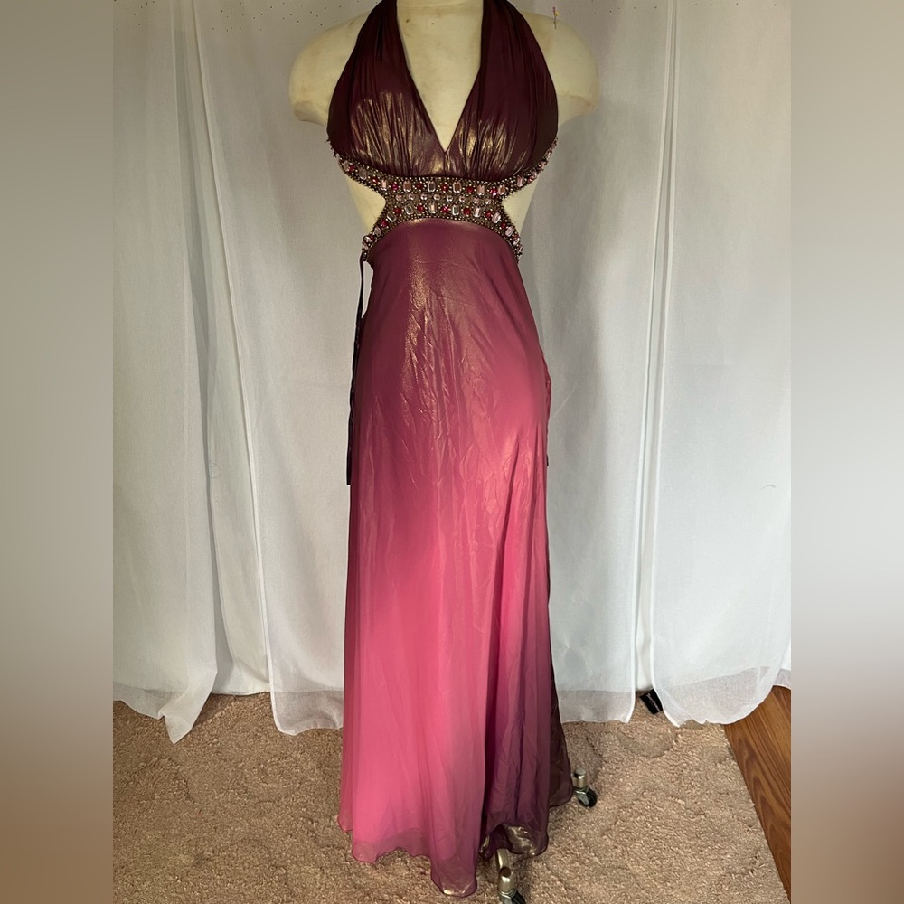 Pink ombré prom gown with large rhinestones size 0